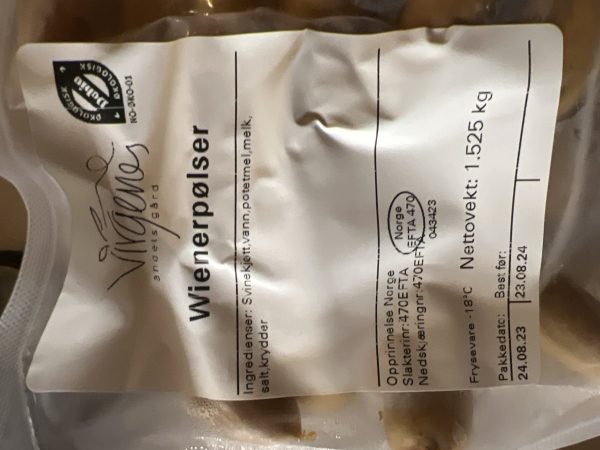 Wienerpølse ca 1,5 kg (kun salg fra gård!)